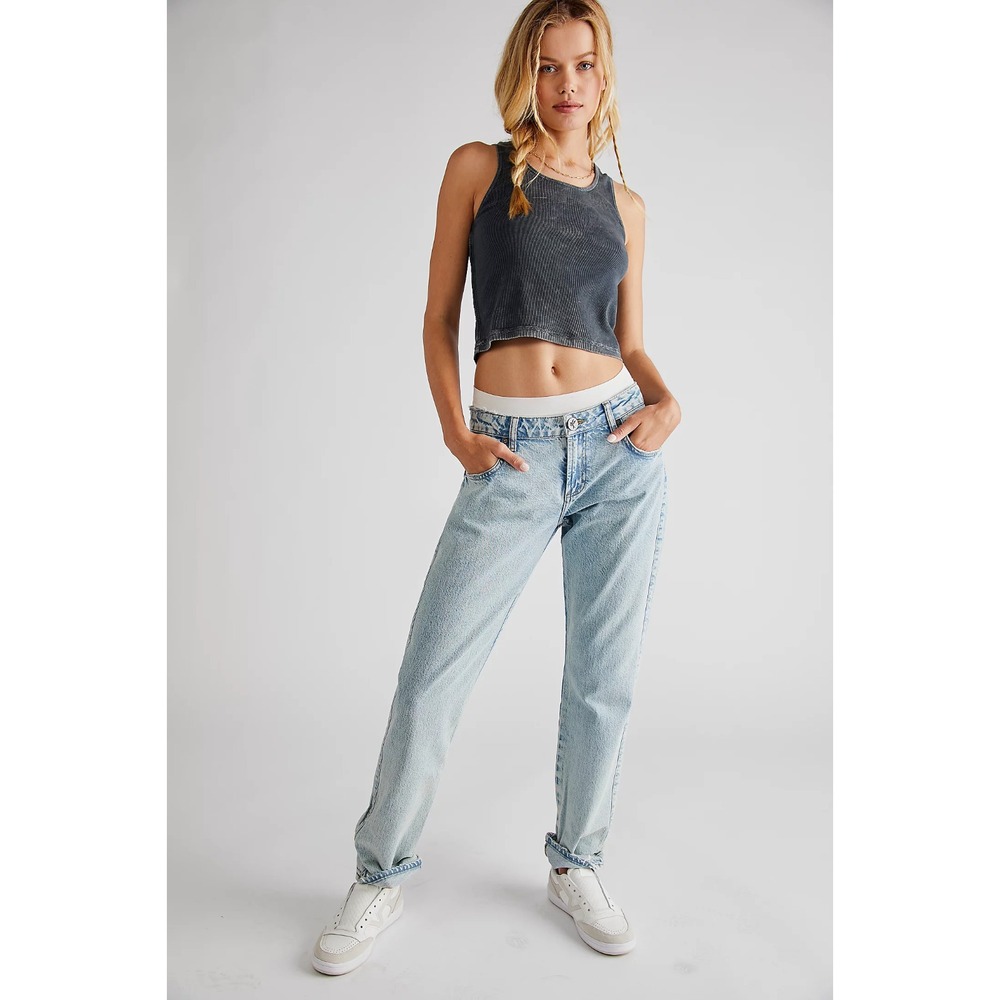 Free People One Teaspoon Low Waist Trucker Jeans Sz 26 Straight $170 Kansas Acid